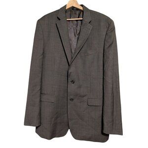 Lauren Ralph Lauren 100% Wool Blazer Men's Size 48L Slim Glen Check Plaid Brown